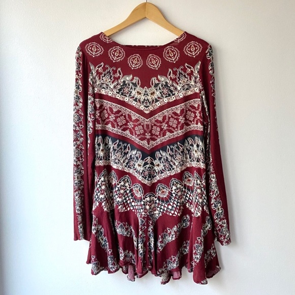 Free People Smooth Talk Bohemian Dress Red M - Picture 1 of 8